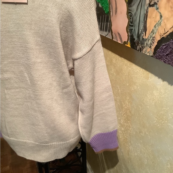 Stylish Beige and Purple Sweater - Picture 7 of 7
